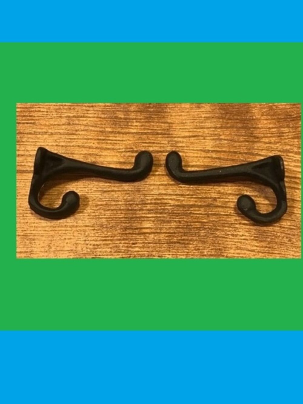 Two (2) Cast Iron Rustic Brown 2 3/4" tall Double Wall Hooks Two (2) 0170-01202